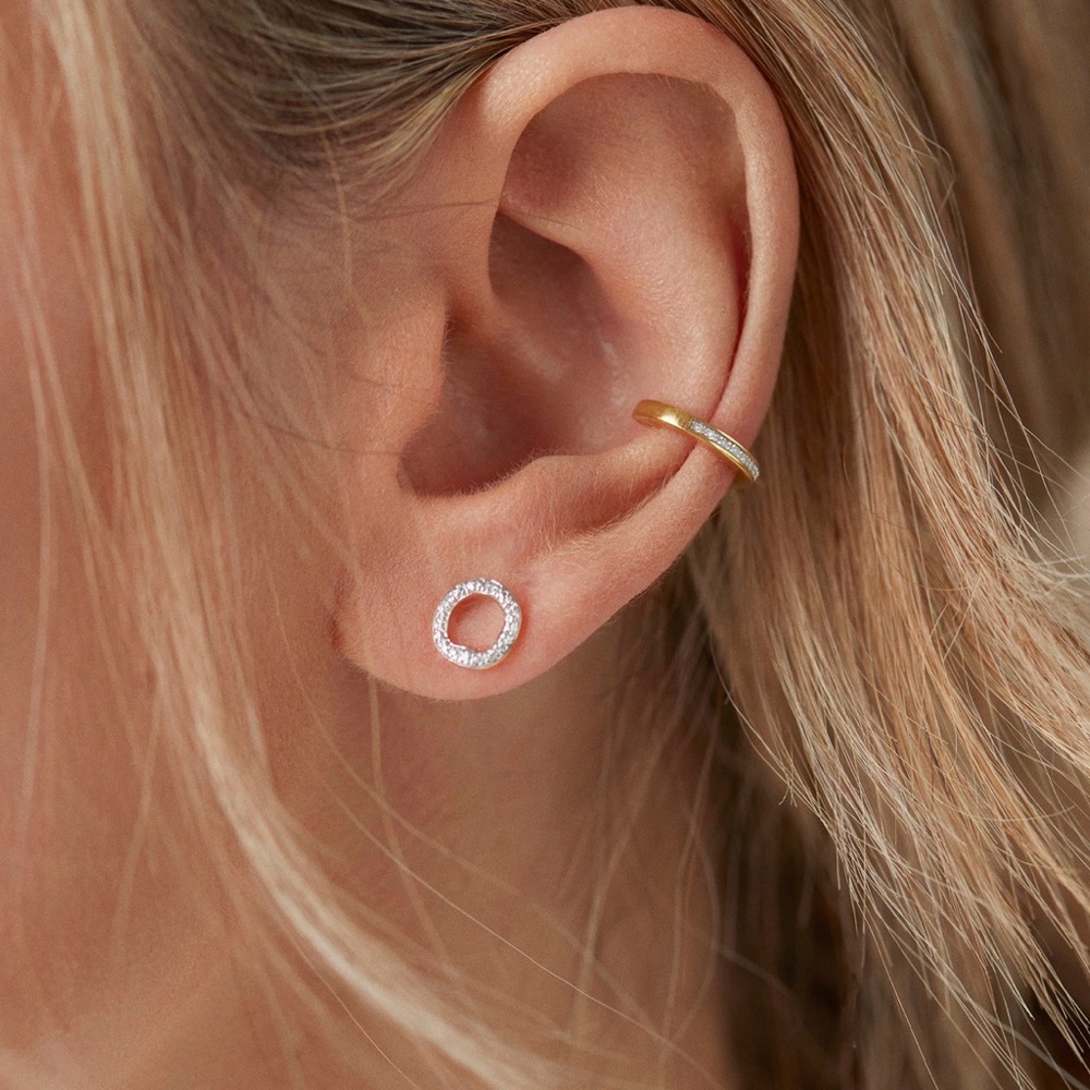 Monica Vinader Riva Diamond Circle Stud Earrings - Picture 3 of 6